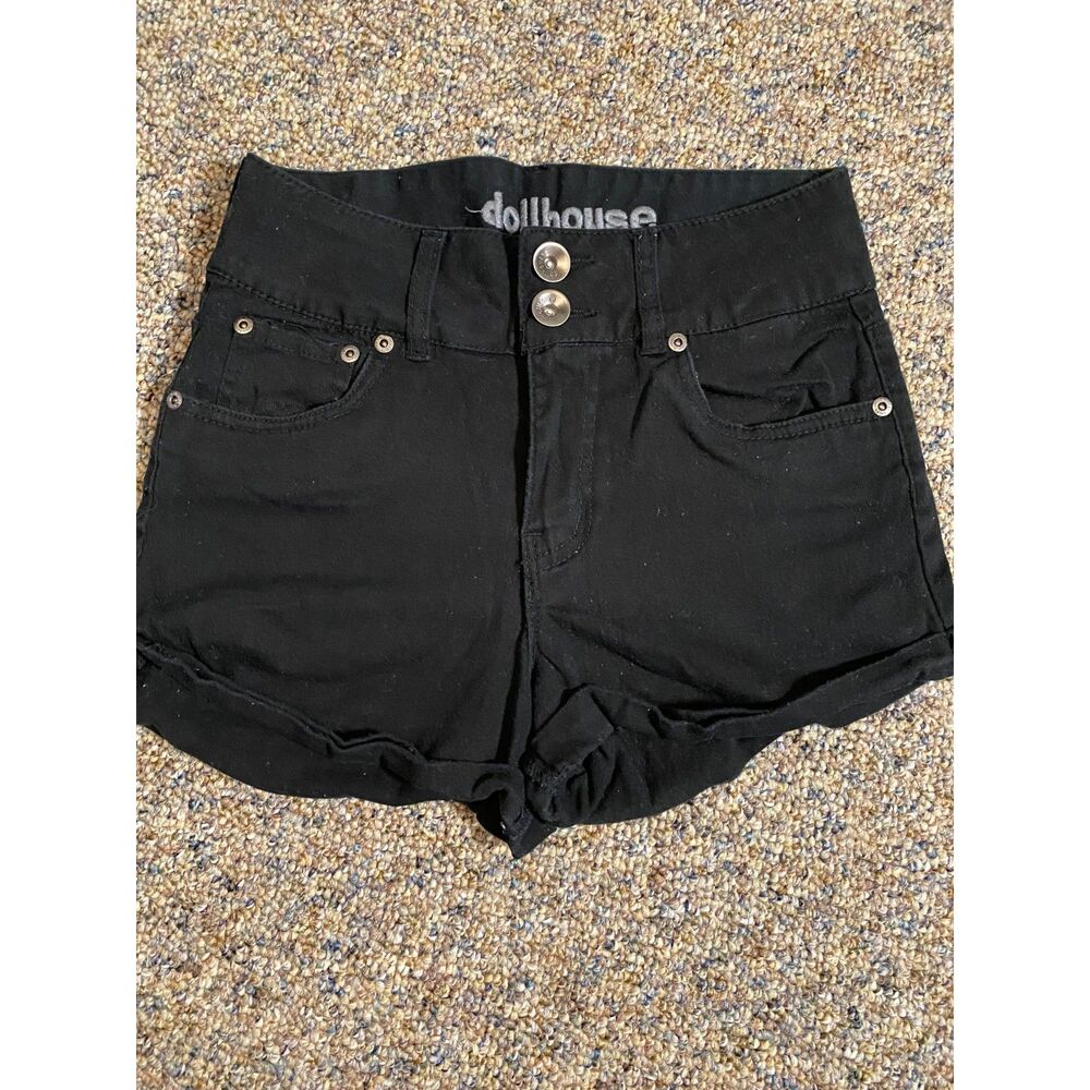 Black High Waist Dollhouse Cuffed Shorts Size 3